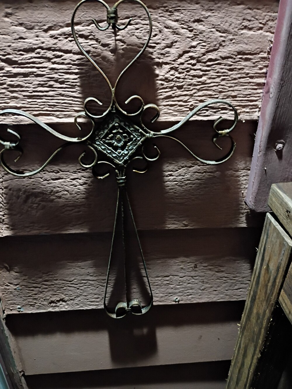 Vintage Cast Iron Crucifix Cross Wall Decor Ornate Gothic Victorian